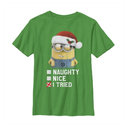 Boy's Despicable Me Christmas Minion I Tried  Graphic Tee Kelly Green X Small