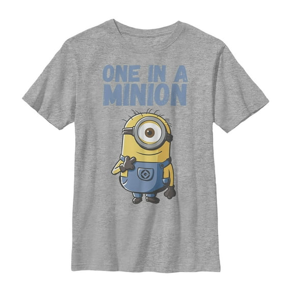 Boy's Despicable Me Cute One in a Minion Graphic Tee Athletic Heather Small
