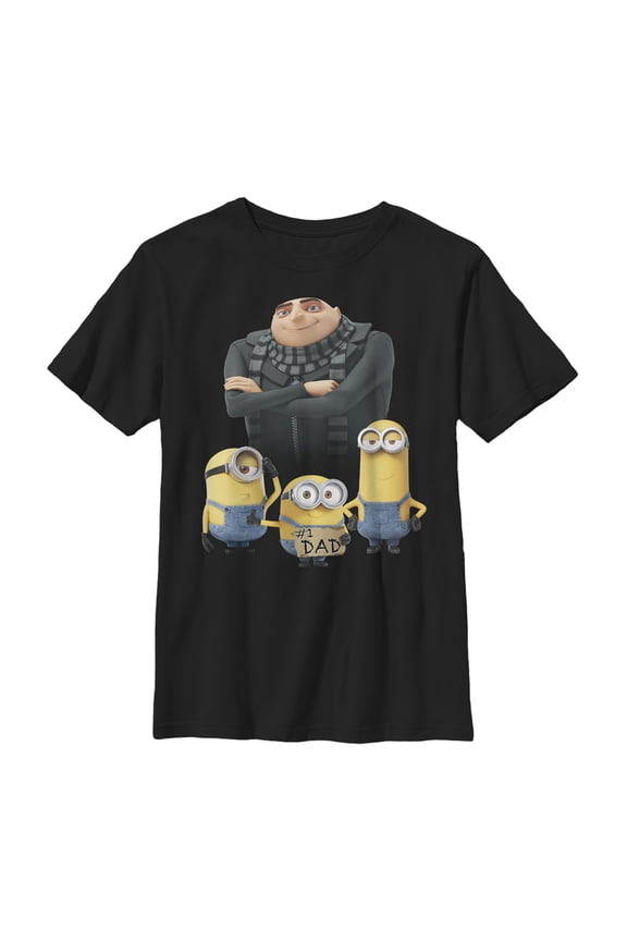 Boy's Despicable Me Father's Day #1 Dad Graphic Tee Black X Large
