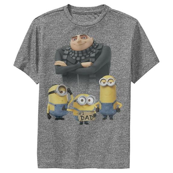 Boy's Despicable Me Father's Day #1 Dad Performance Graphic Tee Charcoal Heather Large