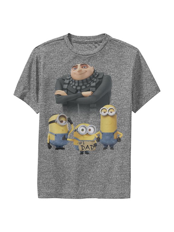 Boy's Despicable Me Father's Day #1 Dad Performance Graphic Tee Charcoal Heather X Large