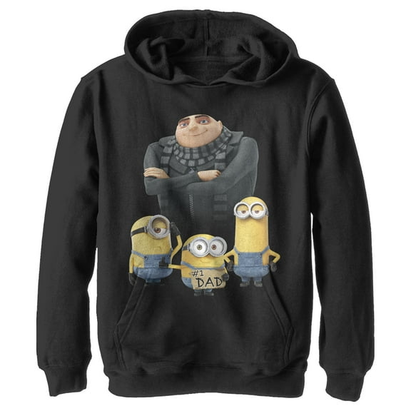 Boy's Despicable Me Father's Day #1 Dad Pull Over Hoodie Black Medium