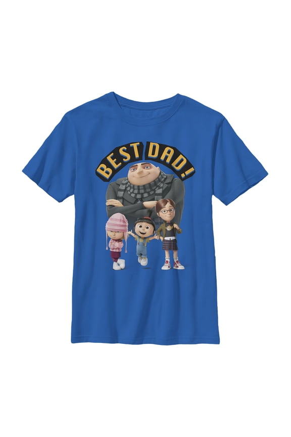 Boy's Despicable Me Father's Day Best Dad Graphic Tee Royal Blue Large