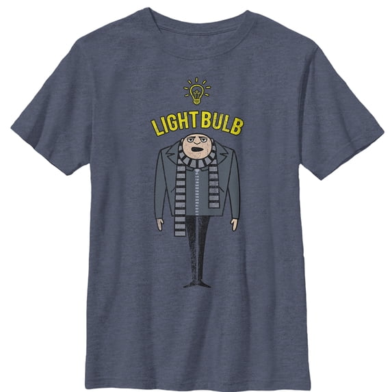 Boy's Despicable Me Gru Lightbulb Graphic Tee Navy Blue Heather X Large