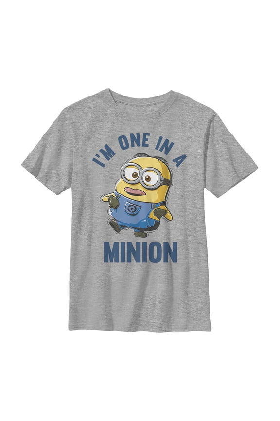 Boy's Despicable Me I'm One in Minion Graphic Tee Athletic Heather Medium