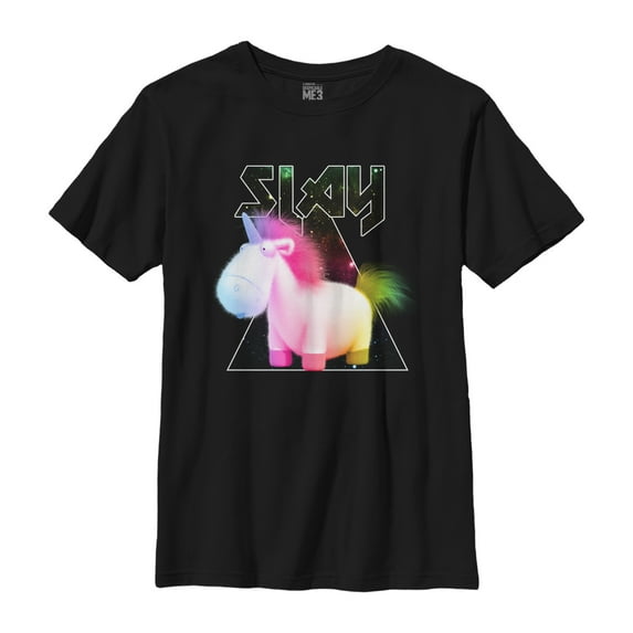 Boy's Despicable Me Metal Rock Unicorn Graphic Tee Black Medium