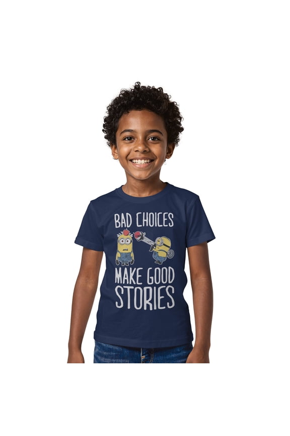 Boy's Despicable Me Minion Bad Choices Graphic Tee Navy Blue Small