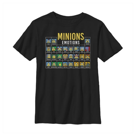 Boy's Despicable Me Minion Emotion Periodic Table Graphic Tee Black Medium
