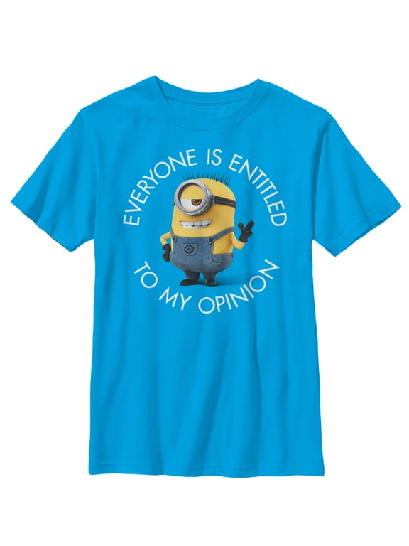 Boy's Despicable Me Minion My Opinion Graphic Tee Turquoise Large