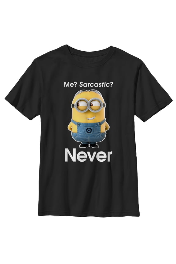 Boy's Despicable Me Minion Never Sarcastic  Graphic Tee Black Large