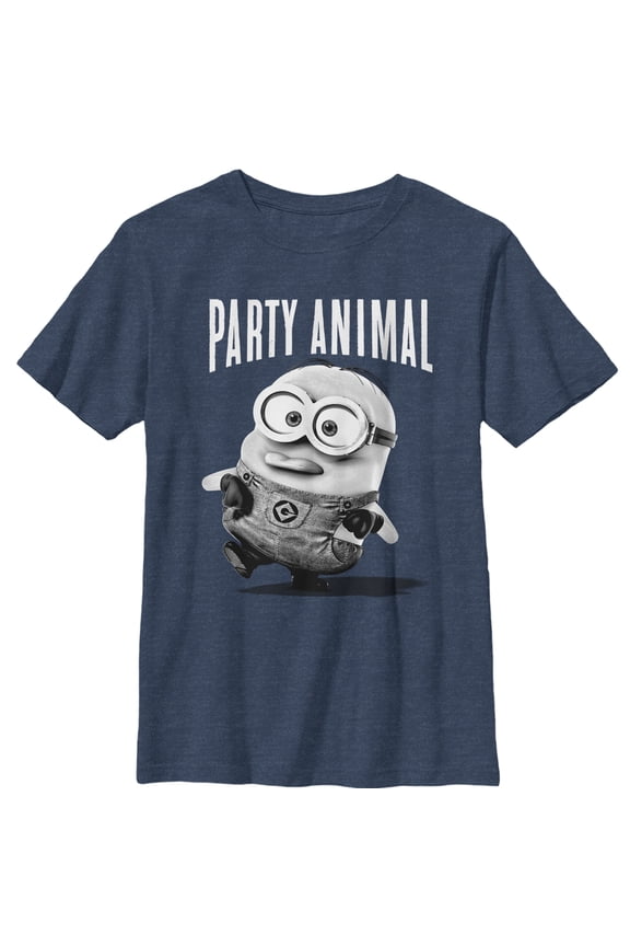 Boy's Despicable Me Minion Party Animal  Graphic Tee Navy Blue Heather Small