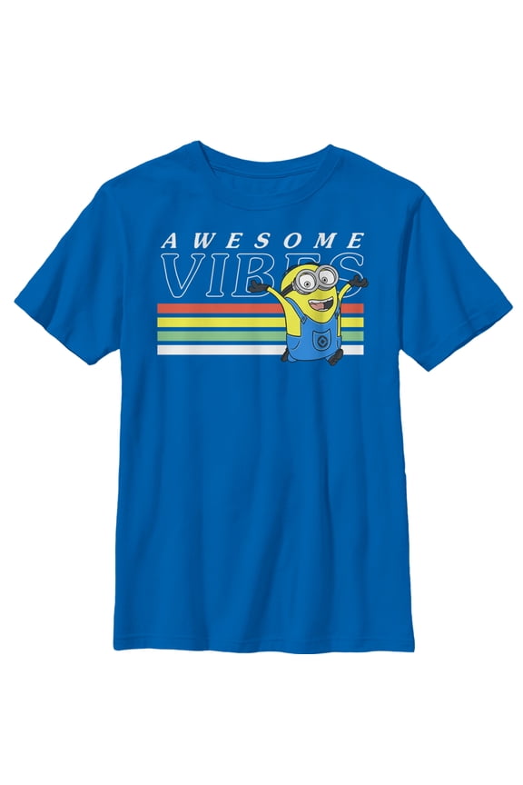 Boy's Despicable Me Minion Rainbow Vibes Graphic Tee Royal Blue Small
