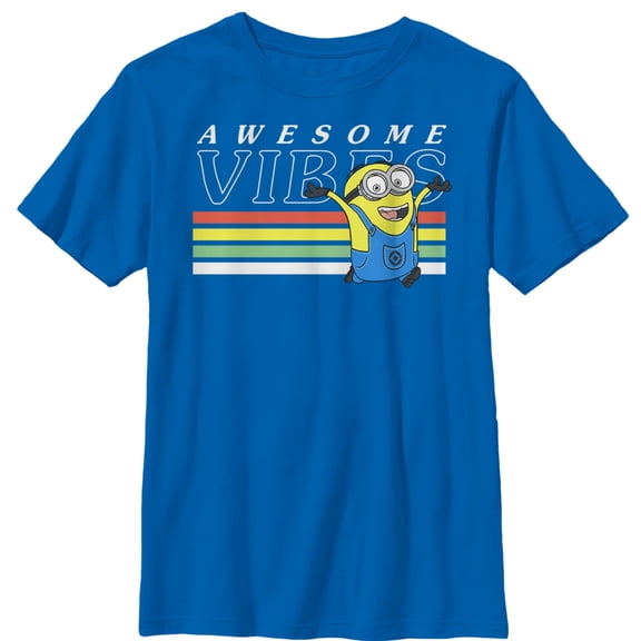 Boy's Despicable Me Minion Rainbow Vibes Graphic Tee Royal Blue Small