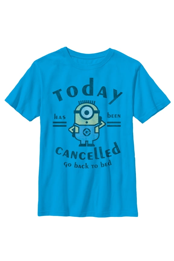 Boy's Despicable Me Minion Today Cancelled Graphic Tee Turquoise X Small