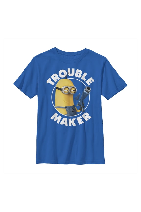 Boy's Despicable Me Minion Trouble Maker  Graphic Tee Royal Blue Medium
