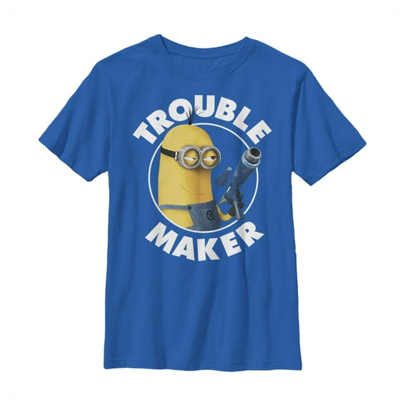 Boy's Despicable Me Minion Trouble Maker  Graphic Tee Royal Blue Small