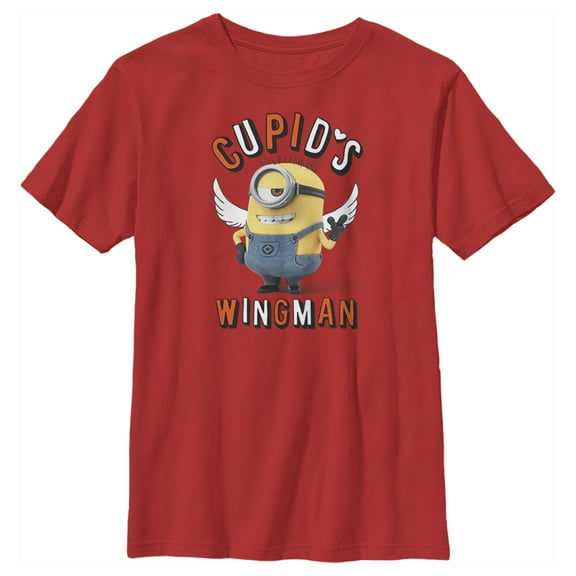 Boy's Despicable Me Minions Cupid's Wingman Valentine's  Graphic Tee Red Medium