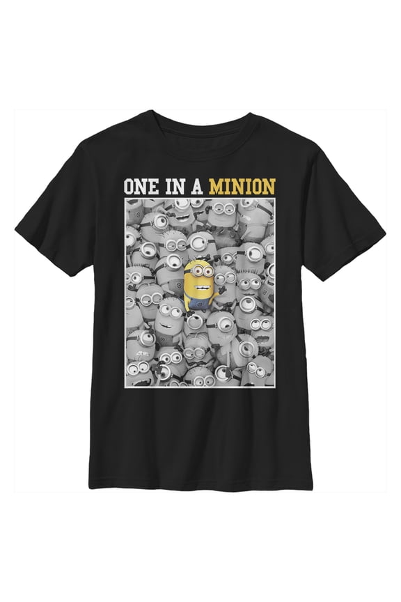 Boy's Despicable Me Minions One In A Minion Color Pop Out Graphic Tee Black Large