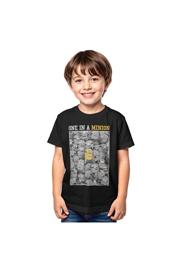 Boy's Despicable Me Minions One In A Minion Color Pop Out Graphic Tee Black Small