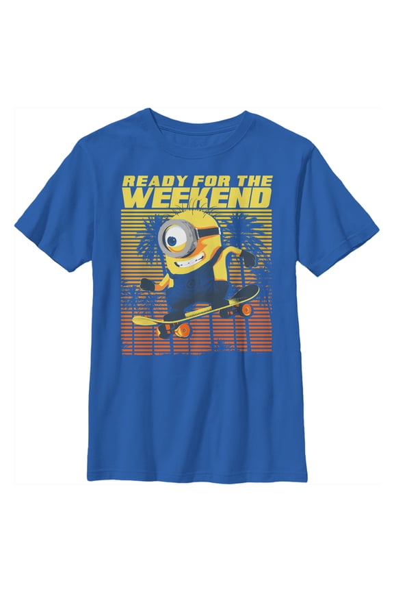 Boy's Despicable Me Minions Ready For The Weekend Graphic Tee Royal Blue Medium