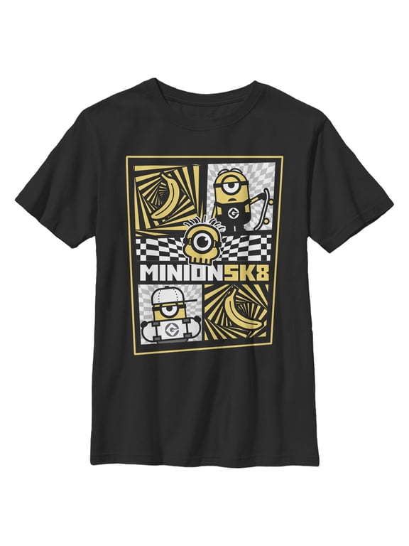 Boy's Despicable Me Minions Sk8 Or Die Graphic Tee Black Large