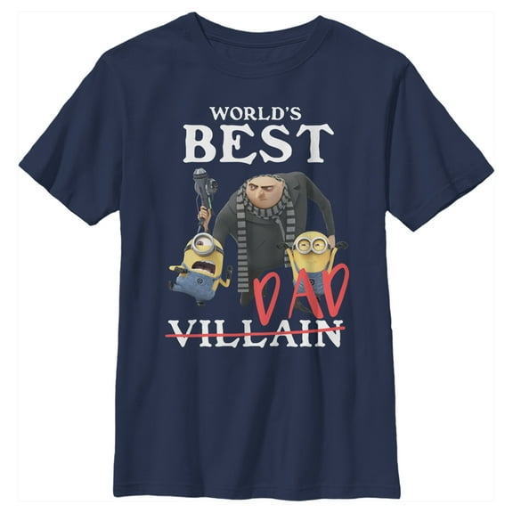 Boy's Despicable Me Minions Worlds Best Dad  Graphic Tee Navy Blue X Small