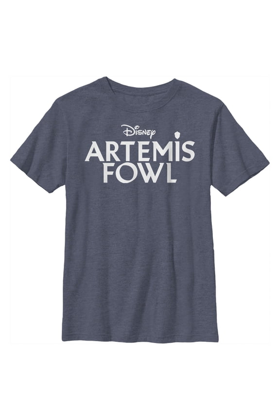 Boy's Disney Artemis Fowl Classic Text Logo Graphic Tee Navy Blue Heather X Large