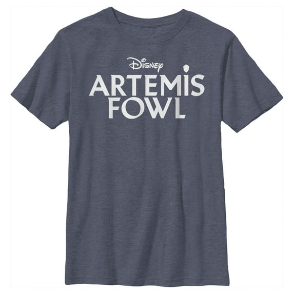 Boy's Disney Artemis Fowl Classic Text Logo Graphic Tee Navy Blue Heather X Large