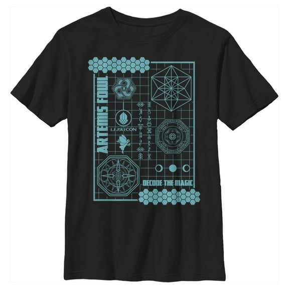 Boy's Disney Artemis Fowl Decode the Magic  Graphic Tee Black Large