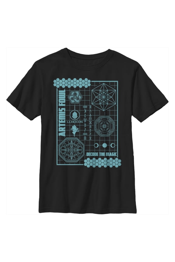 Boy's Disney Artemis Fowl Decode the Magic  Graphic Tee Black Large