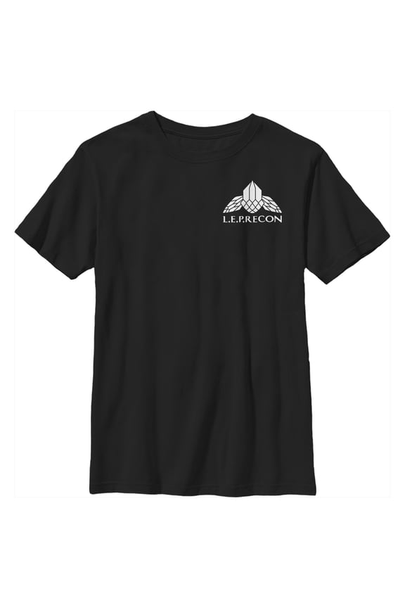 Boy's Disney Artemis Fowl L.E.P.RECON Badge Logo Graphic Tee Black Medium