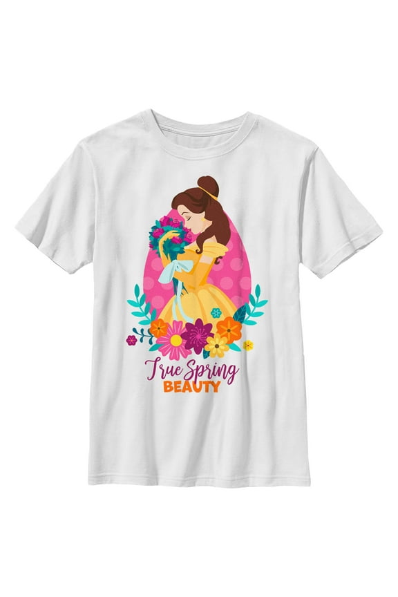 Boy's Disney Belle True Spring Beauty Graphic Tee White Large