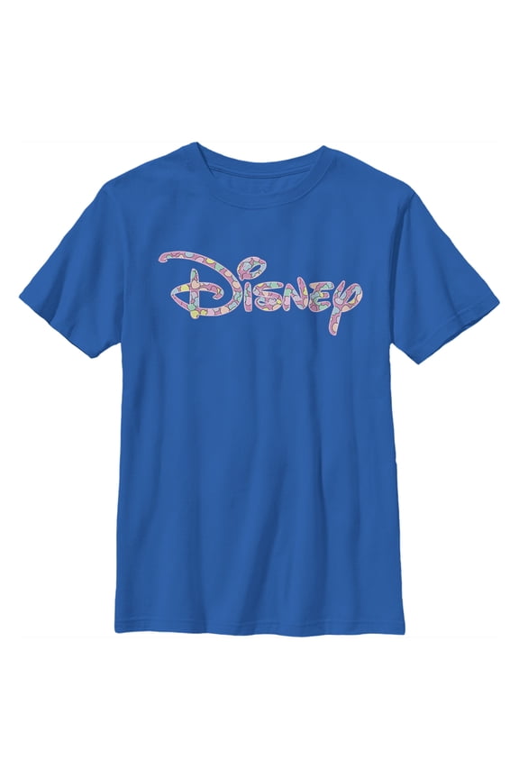 Boy's Disney Candy Logo  Graphic Tee Royal Blue Medium