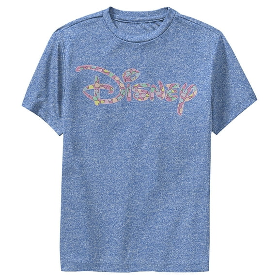 Boy's Disney Candy Logo  Performance Graphic Tee Royal Blue Heather Medium