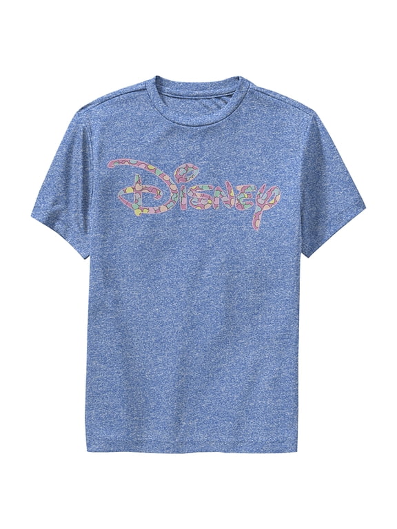 Boy's Disney Candy Logo Performance Graphic Tee Royal Blue Heather Small