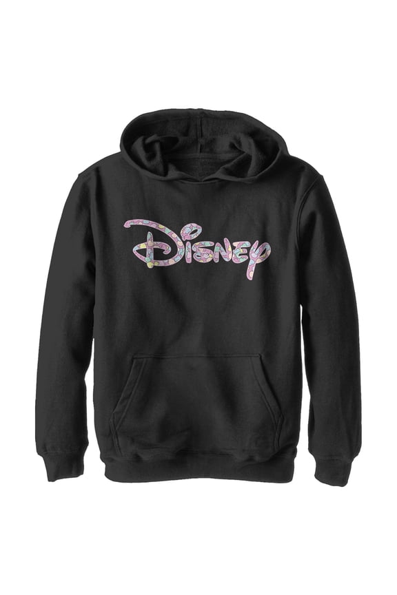 Boy's Disney Candy Logo Pull Over Hoodie Black Small