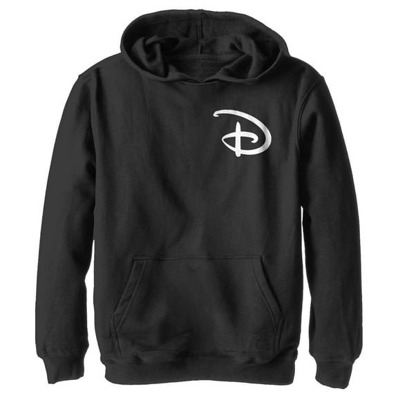 Boy's Disney Classic D Letter Pocket Print  Pull Over Hoodie Black Medium