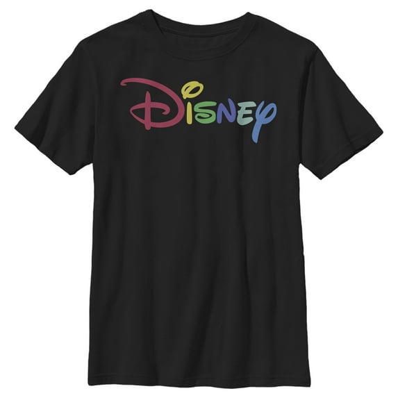 Boy's Disney Classic Multicolored Logo Graphic Tee Black X Large