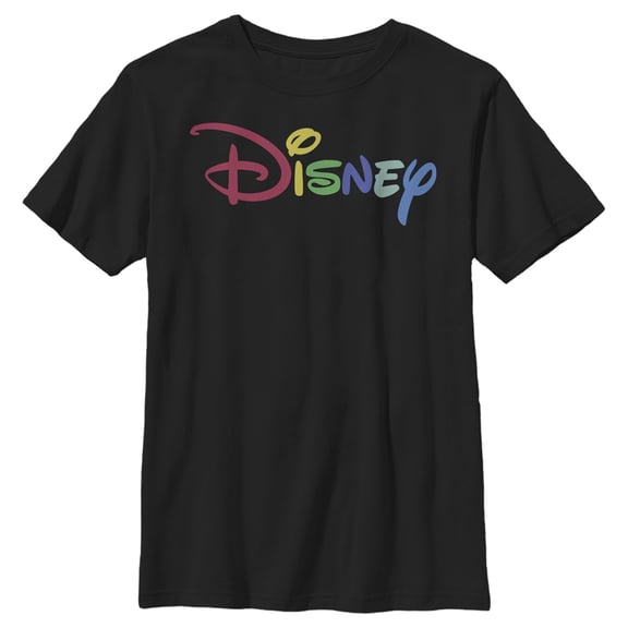 Boy's Disney Classic Multicolored Logo Graphic Tee Black X Small