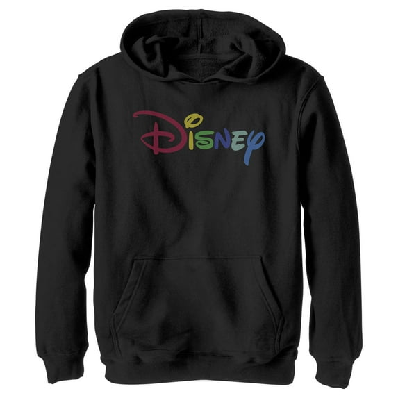 Boy's Disney Classic Multicolored Logo Pull Over Hoodie Black Large