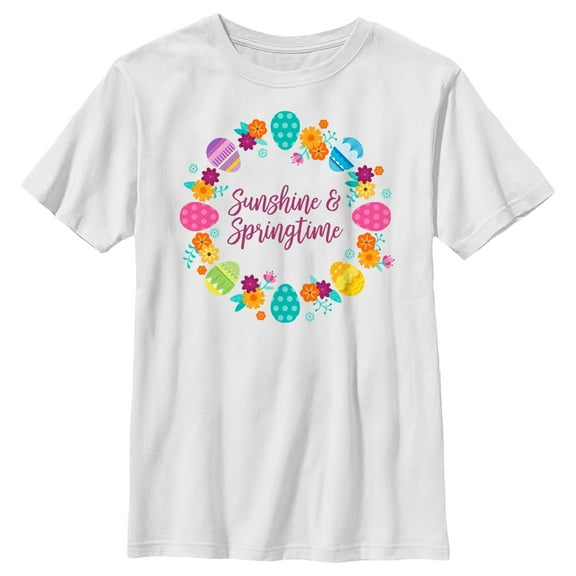 Boy's Disney Easter Princess Eggs Sunshine & Springtime Graphic Tee White Large