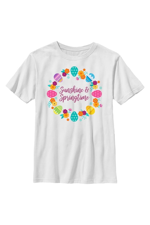 Boy's Disney Easter Princess Eggs Sunshine & Springtime Graphic Tee White X Large
