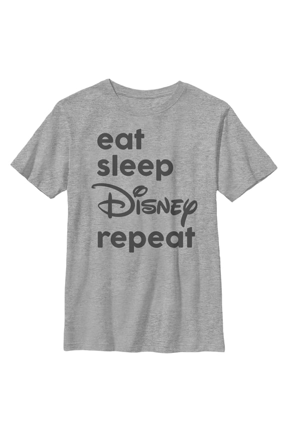 Boy's Disney Eat Sleep Repeat  Graphic Tee Athletic Heather Large