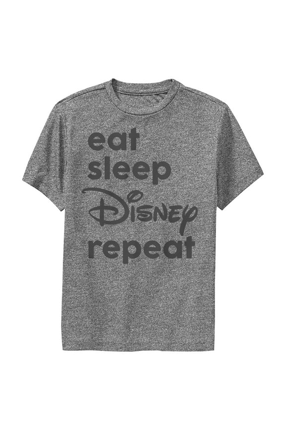 Boy's Disney Eat Sleep Repeat Performance Graphic Tee Charcoal Heather Large