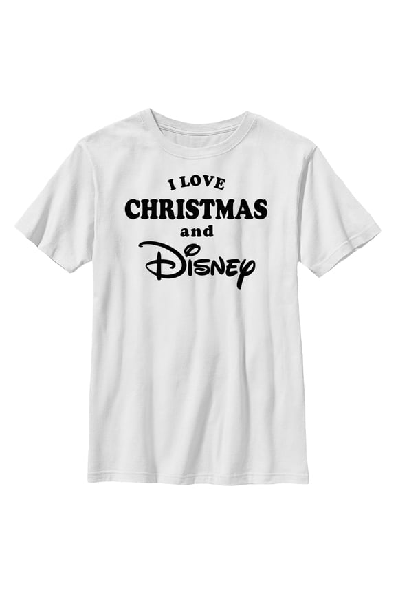 Boy's Disney I Love Christmas Logo Graphic Tee White Large