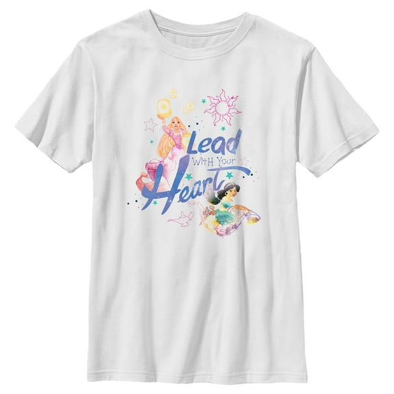 Boy's Disney Lead With Your Heart  Graphic Tee White Large