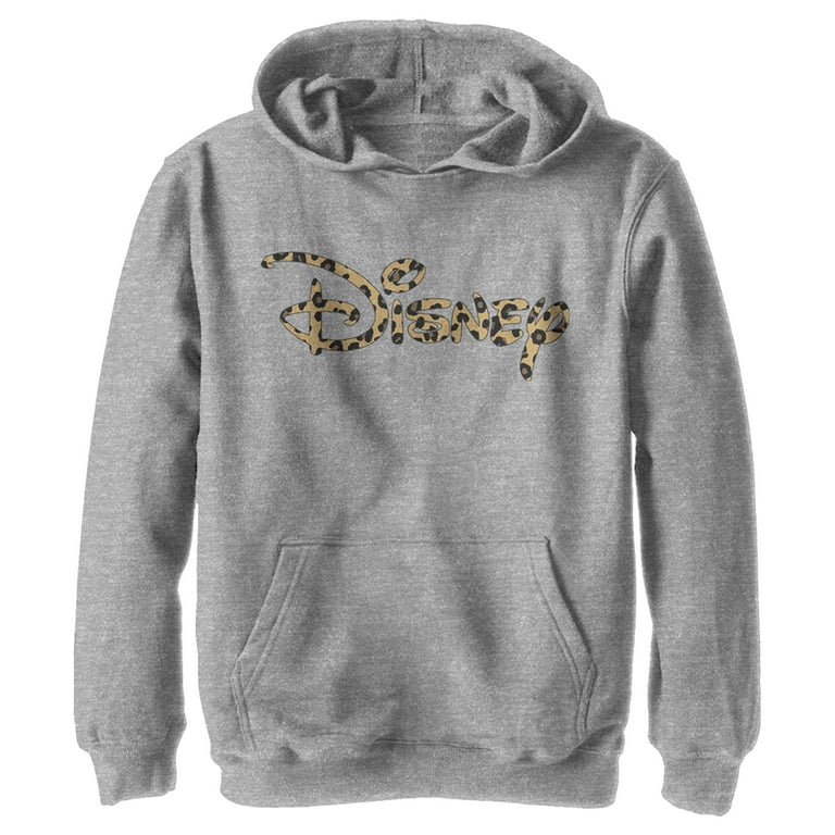 Boy s Disney Leopard Print Logo Pull Over Hoodie Athletic Heather Medium Walmart