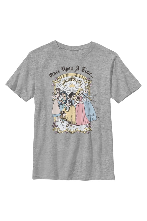 Boy's Disney Princesses Classic Once Upon a Time  Graphic Tee Athletic Heather X Large