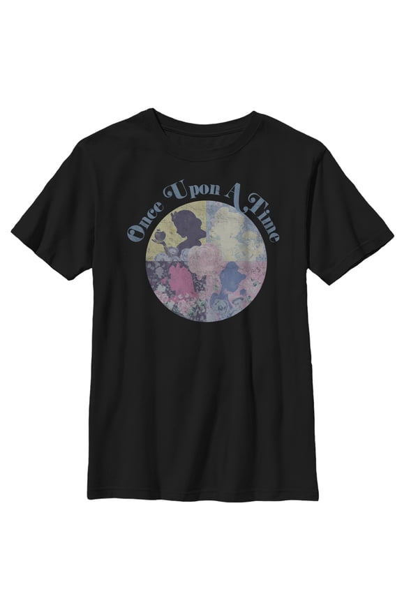 Boy's Disney Princesses Once Upon a Time Profile  Graphic Tee Black X Small
