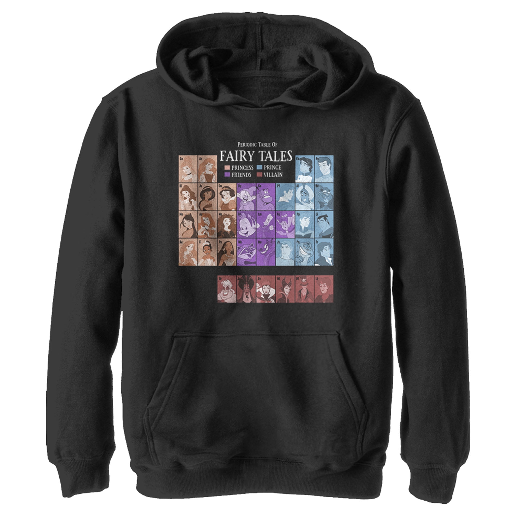 Boy's Disney Princesses Periodic Table Pull Over Hoodie Black